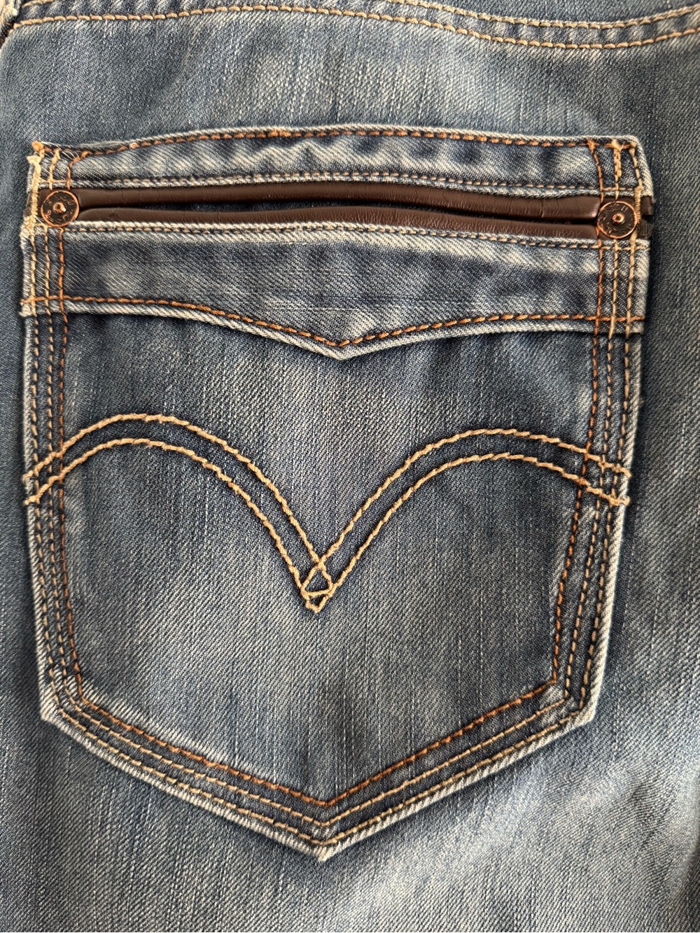 Vintage LEVI'S 514 Jeans Slim Straight 36 x 30 Leather Trim & Multicolor Threads - Picture 4 of 14